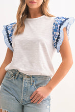 Load image into Gallery viewer, Pretty in Print Ruffle Sleeve Top