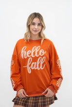 Load image into Gallery viewer, Sequin "Hello Fall" on Orange Top