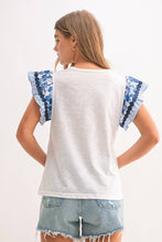 Load image into Gallery viewer, Pretty in Print Ruffle Sleeve Top