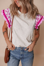 Load image into Gallery viewer, Pretty in Print Ruffle Sleeve Top