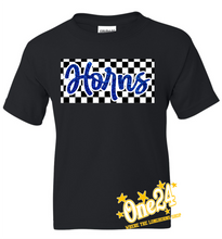 Load image into Gallery viewer, Checkered Faux Glitter School Spirit Tees