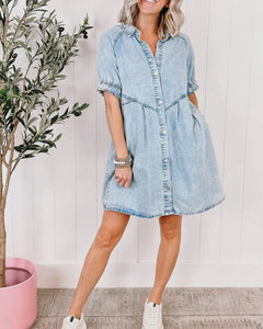 Keep 'Em Guessing Denim Dress