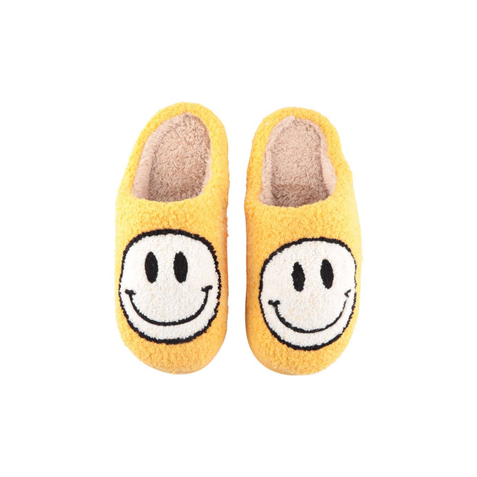 HDS3744-SMILEY FACE FUZZY FLEECE SOFT SLIPPER ASSORTED SIZE