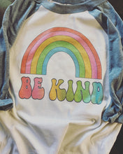 Load image into Gallery viewer, Be Kind Rainbow Raglan
